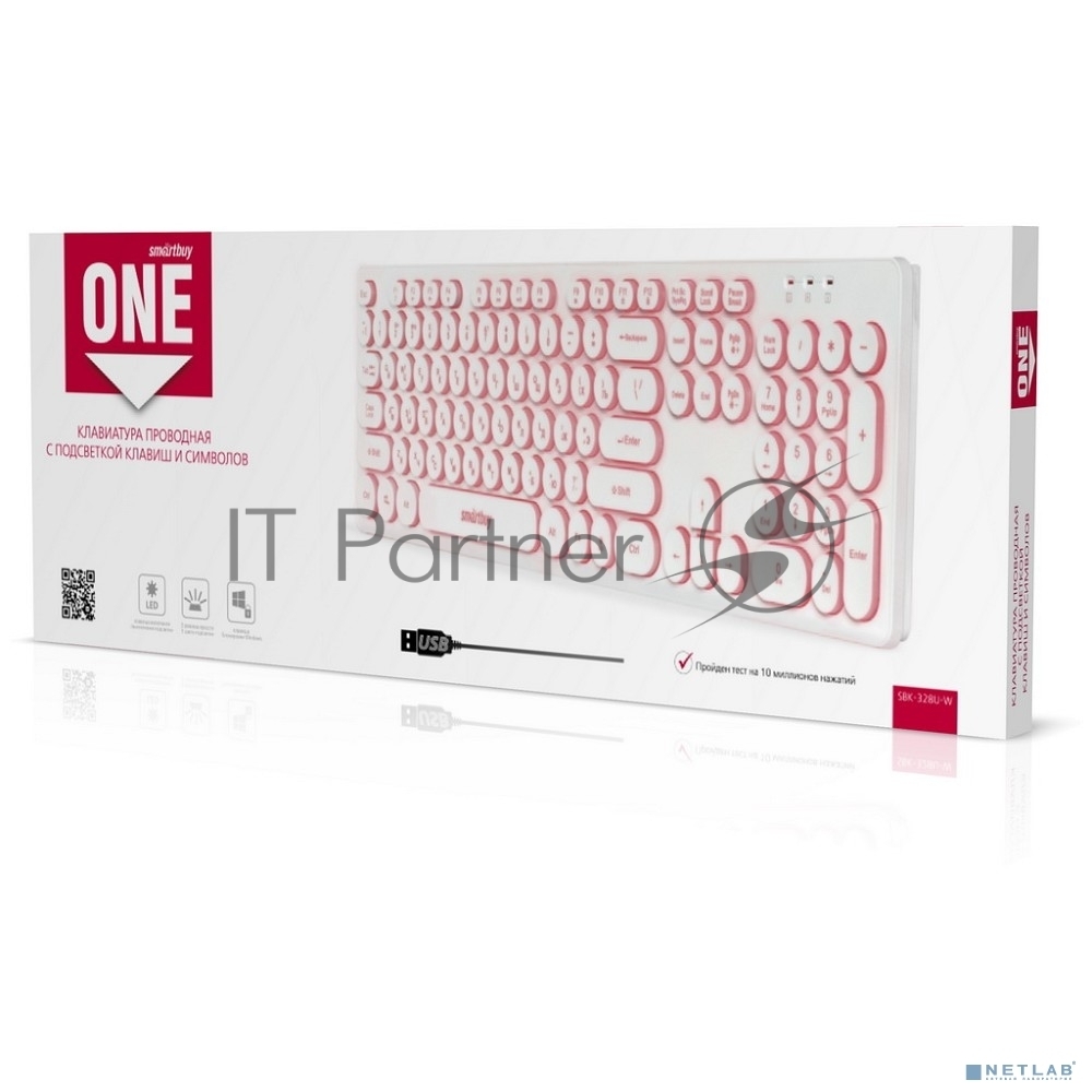 Клавиатура проводная с подсветкой Smartbuy ONE 328 USB белая SBK-328U-W