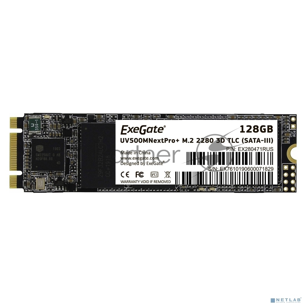 Накопитель SSD ExeGate NextPro+ UV500TS128, 128Gb, M.2, SATA 3, R/W 558/497