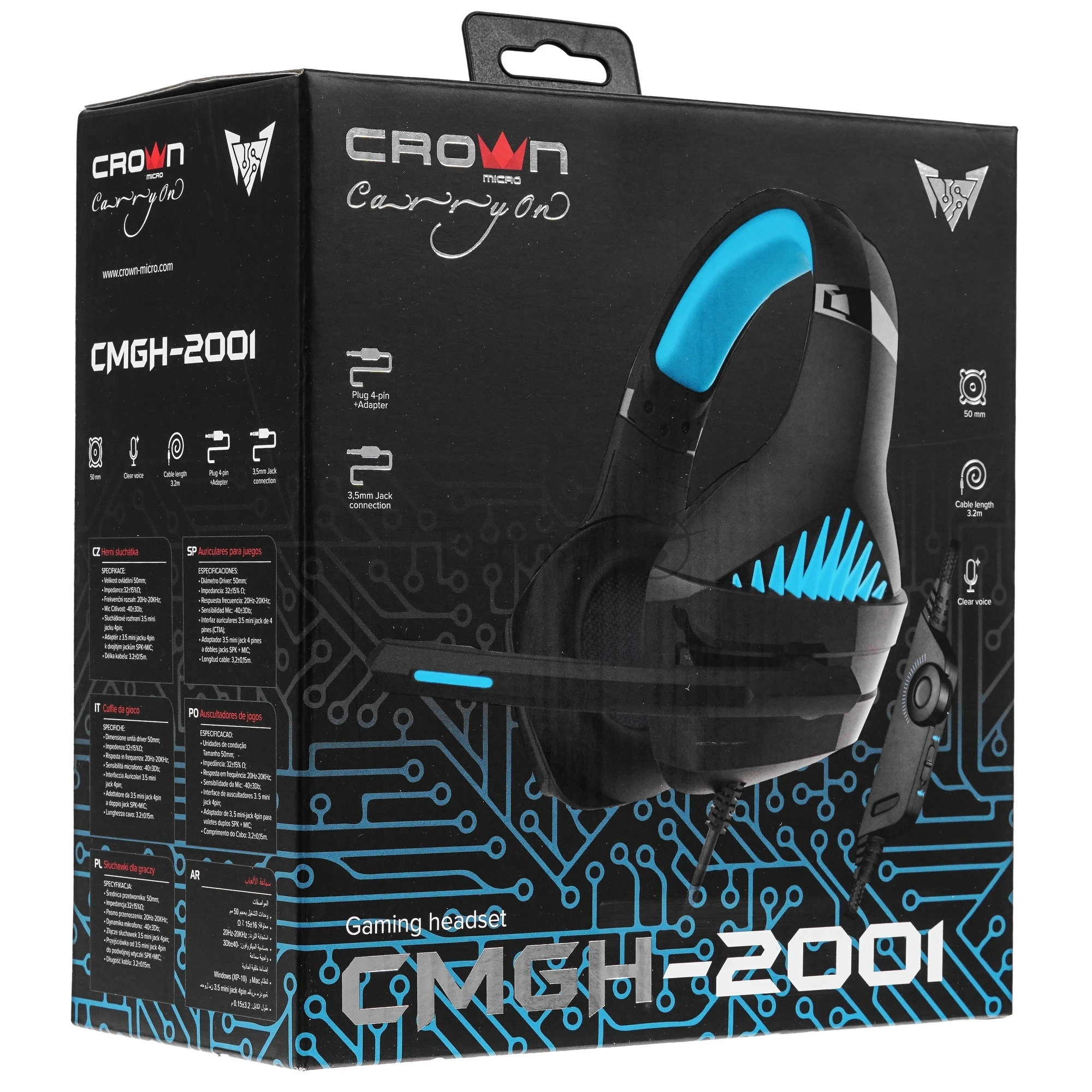 Гарнитура Crown CMGH-2001 чёрный, проводная