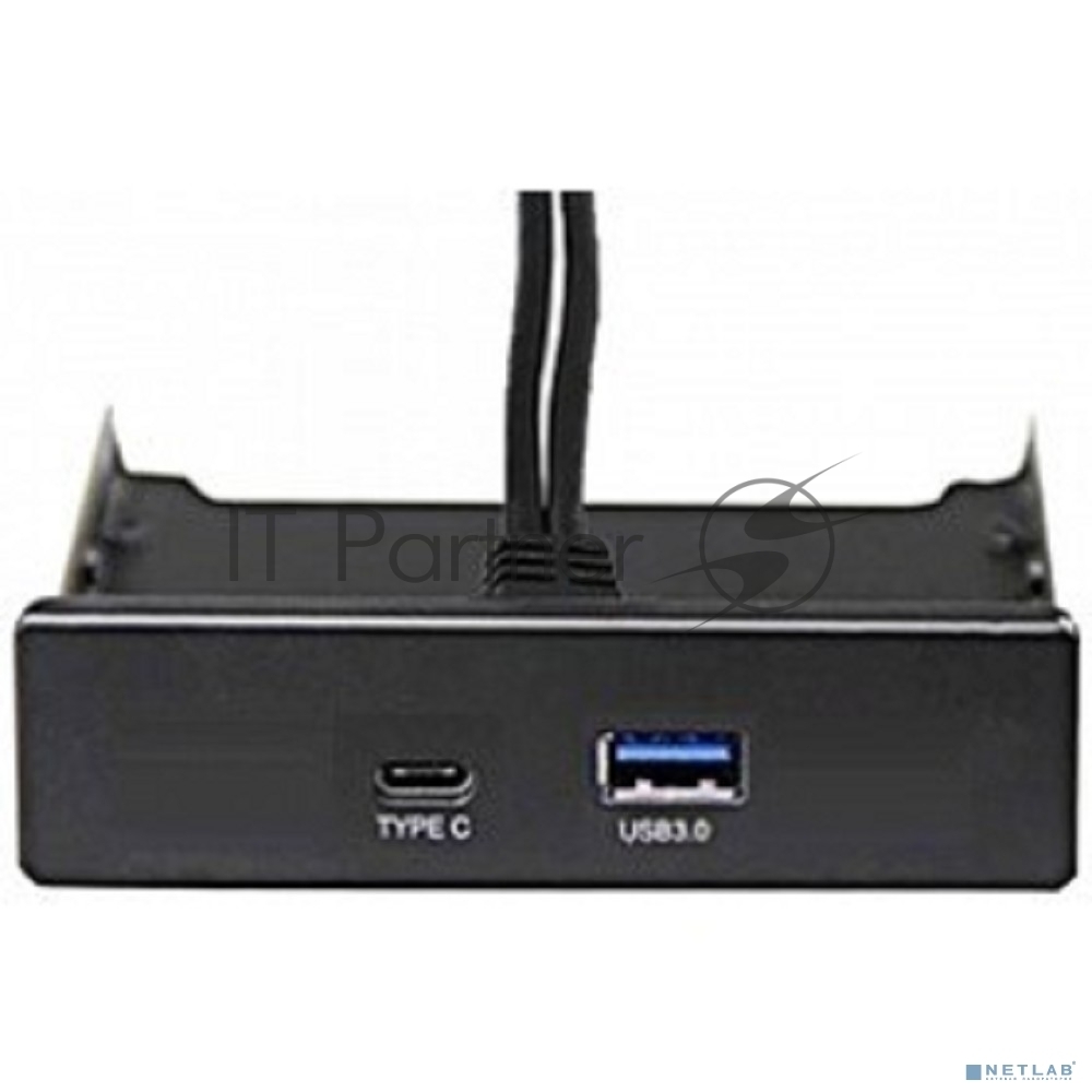 Планка USB на переднюю панель ExeGate U3H-617, 3,5", 1хUSB3.0+1хTypeC, черная, подсоед-е к мат. плат