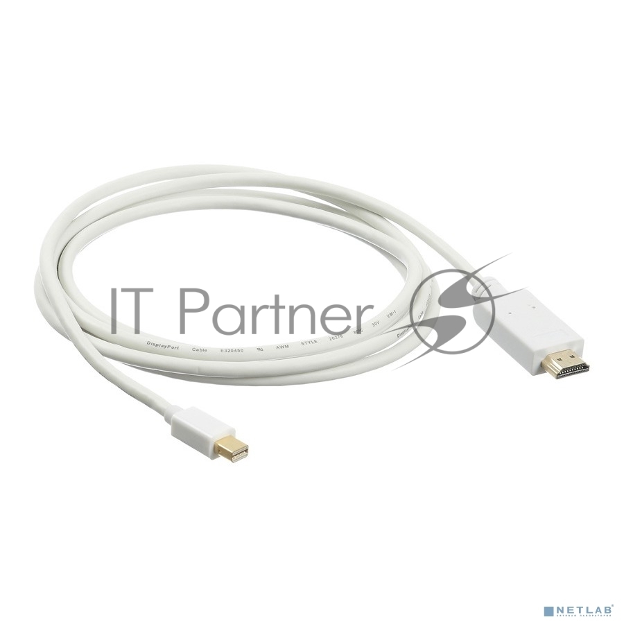 Кабель аудио-видео Buro 1.2v miniDisplayport (m)/HDMI (m) 2м. Позолоченные контакты белый