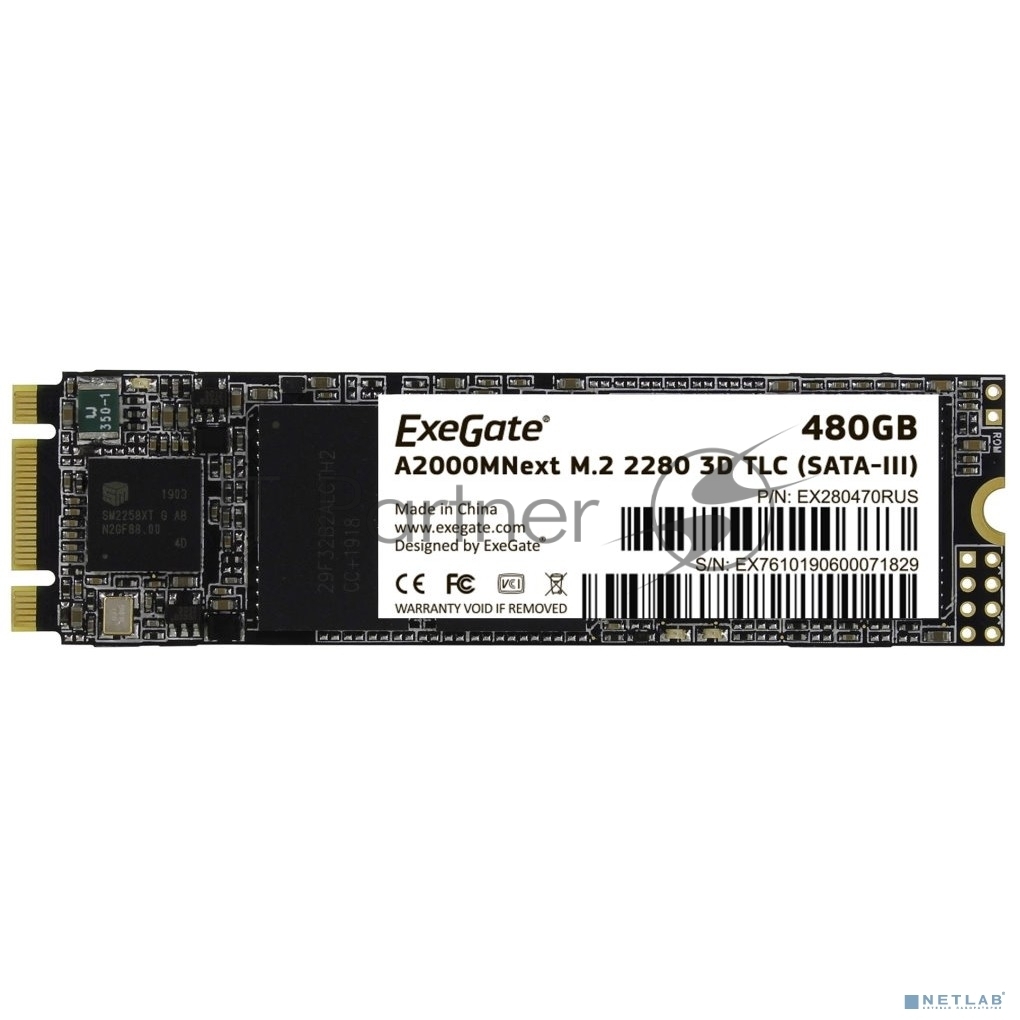 Накопитель SSD ExeGate Next A2000TS480, 480Gb, M.2 2280, SATA III, R/W 563/497