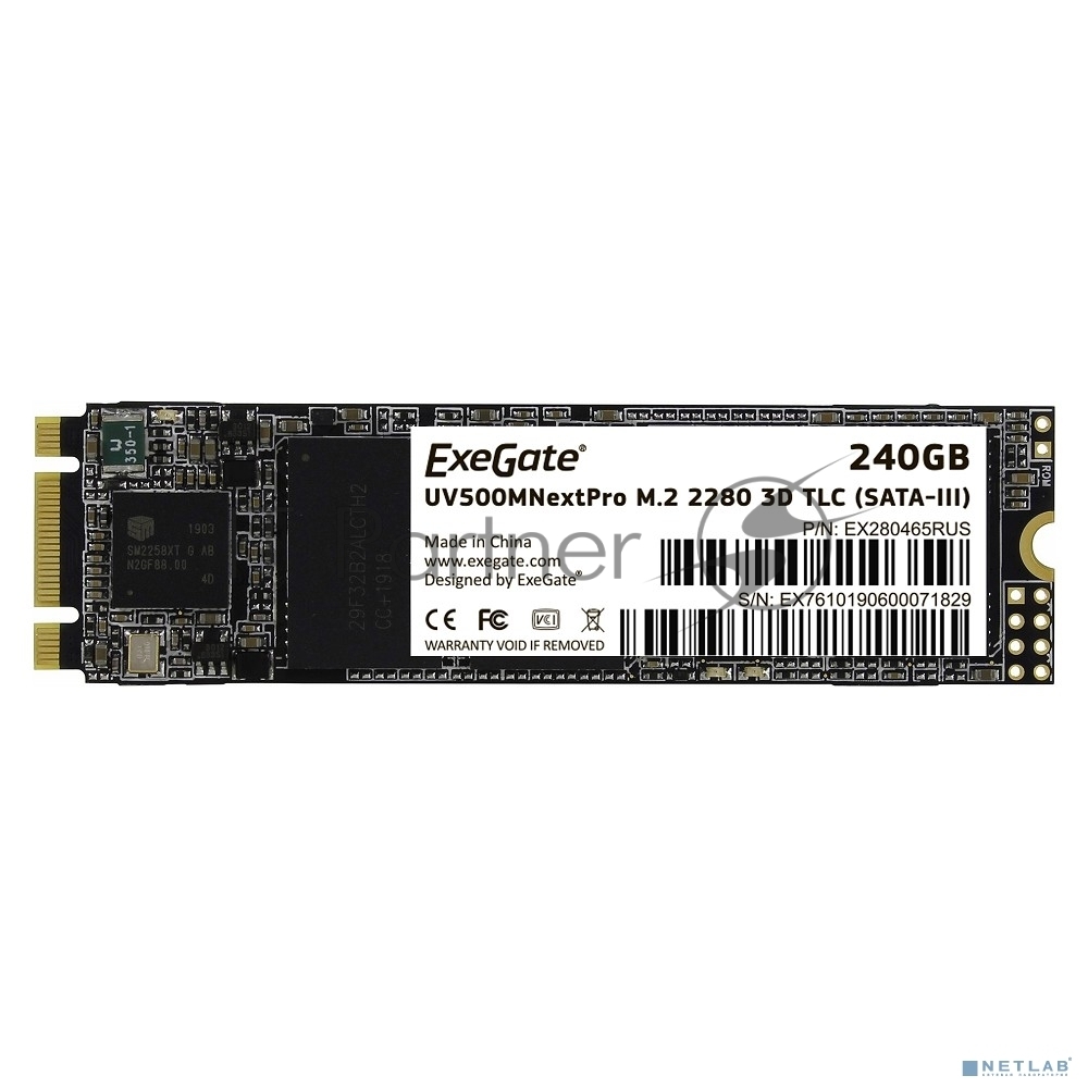 Накопитель SSD ExeGate NextPro UV500TS240, 240Gb, M.2 2280, SATA III, R/W 561/500