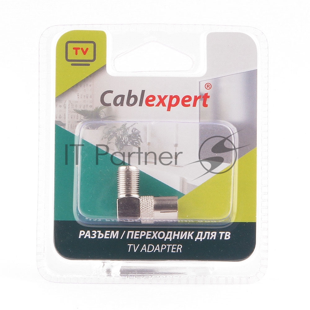 Переходник Cablexpert APL-FTVF-02, F (мама)/TV (мама), 90 градусов, блистер