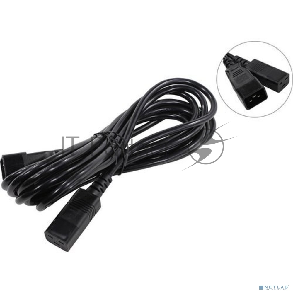 Кабель питания (UPS) ExeGate Power EC20-5P (С19->С20) VDE-250V-3*1.5-СU, 16А, черный, 5м