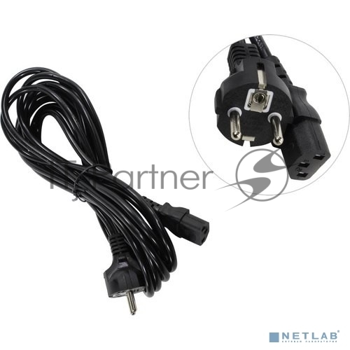 Кабель питания ExeGate Power PC-5P (Евровилка Schuko->С13) VDE-250V-3*1.0-CU, 10A, черный, 5м